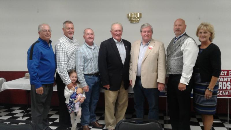 Legislators and candidates in attendance are (l-r) Rep. Danny Short; Rep. Tim Dukes and his granddaughter Josie Stack; Doug Hudson, candidate for Sussex County Council; Rep. Dave Wilson, Senate candidate; John Rieley, candidate for Sussex County Council; Sheriff Robert Lee; and Register of Wills Cindy Green. Not pictured are Sen. Bryant Richardson; Rep. Ruth Briggs King; Rep. Ron Gray; Sussex County Councilman Mike Vincent; and Jesse Vanderwende, House of Representatives candidate. SUBMITTED PHOTOS